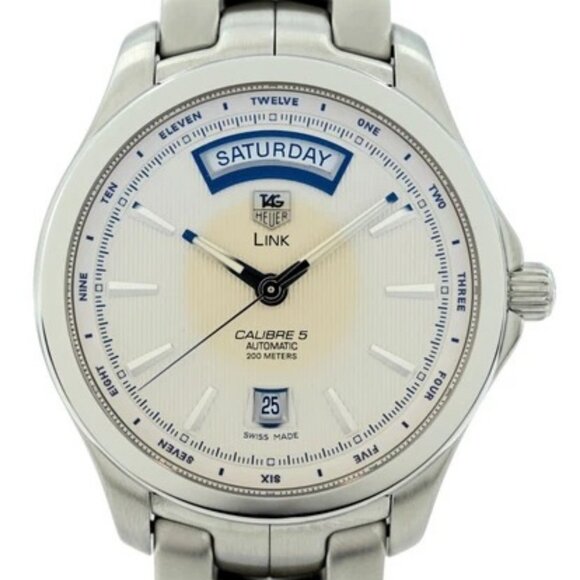 Tag Heuer 42mm Men\'s LINK Automatic Calibre 5 White Dial SS Watch! Ref: WJF2011!